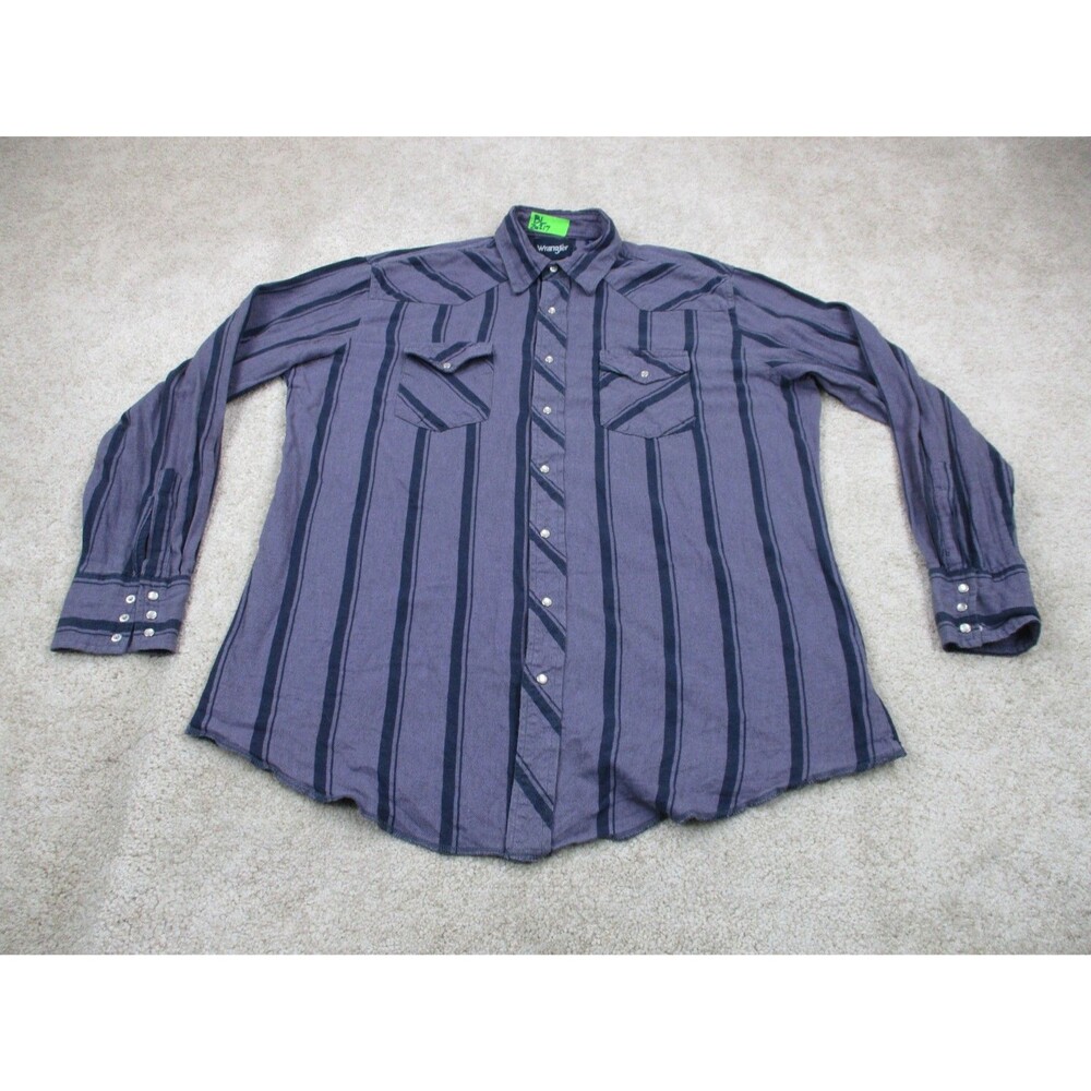 VINTAGE Wrangler Shirt Men XLT Tall Purple Pearl Snap Western Cowboy Long Sleeve
